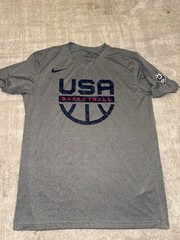 Nike Dri Fit USA Basketball Warm Up Team Issue Shirt Size Large Gray Grey