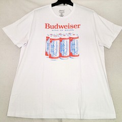BUDWEISER SIX PACK BEER T SHIRT MENS XL TALL XLT WHITE PULLOVER BUD CERVEZA NWT
