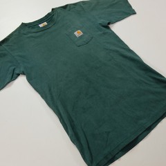 Rare VTG CARHARTT Spell Out Patch Pocket T Shirt 90s 2000s Rodeo Cowboy Green