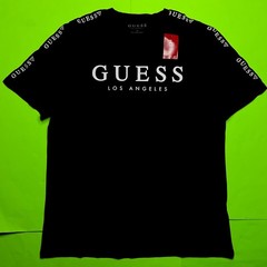 GUESS Los Angeles Men’s Short Sleeve T-Shirt Size LARGE Black w/White Cotton NEW