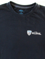 Kuhl T Shirt Men’s L Large Wildfibre Distressed Logo Split Hem Preppy Gorpcore