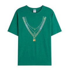 New Fashion Chain Rhinestones Summer Short Sleeve Luxury Men Trend Black T-Shirt