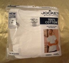 NWT Jockey 3 Pack Crew Neck Relaxed Fit T-Shirts 100% Cotton White Size S 34-36″