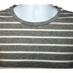 Peter Millar Collection Mens M Grey White Striped Cotton Blend Crew Neck T-Shirt