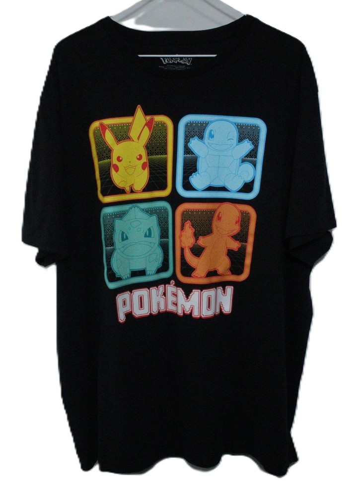Pokémon Pikachu Squirtle Bulbasaur Charmander Graphic T-Shirt Men’s XL T0408