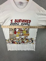 VTG 80s 90s I Survived Hong Kong Souvenir Tourist T-Shirt Medium Dim Sum Shirts