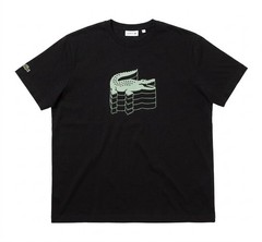 Lacoste T Shirt 4XL XXXXL Regular Fit Black Multi Crocodile Graphic Tee Womens