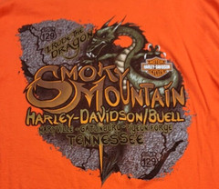 Harley Davidson I RODE THE DRAGON L Smoky Mtn Long Sleeve T Orange Rare 07 US129