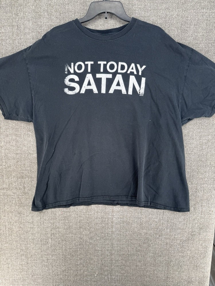 Spencer’s Unisex Not Today Satan Graphic T Shirt Black White Sz Unknown , Issues