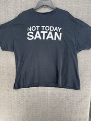 Spencer’s Unisex Not Today Satan Graphic T Shirt Black White Sz Unknown , Issues