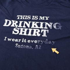 Gildan Mens Large Drinking Shirt Graphic Tee Navy (see photo for flaw)