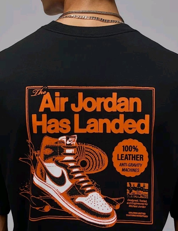 Air JORDAN AJ 1 SHIRT Mens Medium Black Orange HQ8972-010 AJ Has Landed New Nike