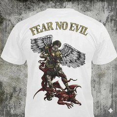 Fear No Evil – Distressed St Michael Archangel Gun T-Shirt: Christian Religious