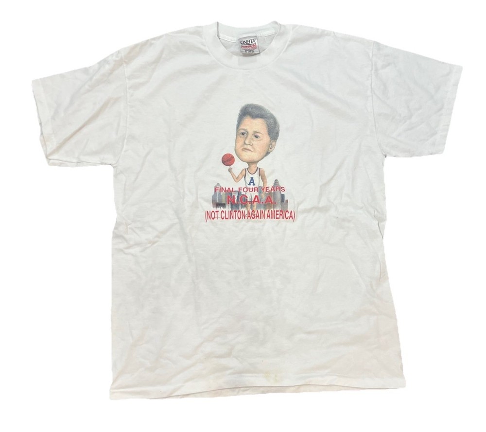 Vintage Bill Clinton Political T-shirt Size XL 90s NCAA Basketball Parody