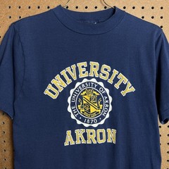 True Vintage Shirt Mens Medium Blue 70s 80s College USA University Akron Single