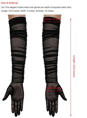 Women’s Super Long Stretchy Ruched Mesh Tulle Sheer Gloves Costume Opera Part…