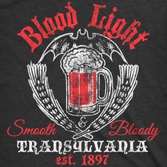 Mens Blood Light T Shirt Funny Halloween Beer Parody Vampire Tee for Guys
