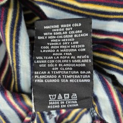 HUF Mens Striped T-Shirt Large Blue Yellow Logo Ringer Tee Blokecore Cotton