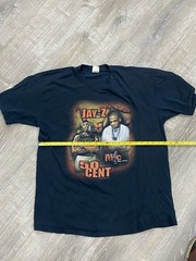 SEE PHOTOS Vintage Jay Z 50 Cent Rap Tee Shirt Rock The Mic Tour 2003 Size XL