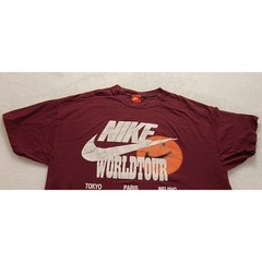 Nike World Tour Graphic T-Shirt Men’s XL Maroon Burgundy Short Sleeve Cotton