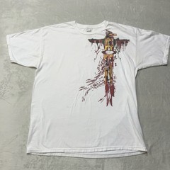 Rare Oakley T-Shirt Mens Large White Totem Pole Logo Olympic Graphic Faded Y2K