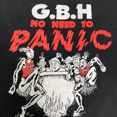 GBH No Need To Panic Album Logo size XL Black T Shirt UK Hardcore Punk Band Tee