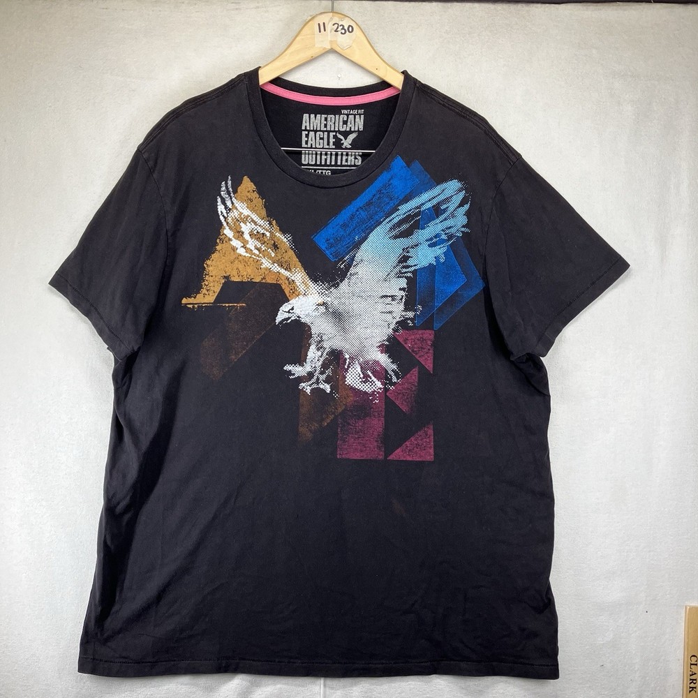 American Eagle Outfitters Vintage Fit Black Big Eagle Graphic T-Shirt Mens 2XL