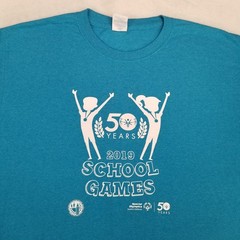 50 Years 2019 School Games Special Olympics Teal Unisex Graphic T-Shirt Large