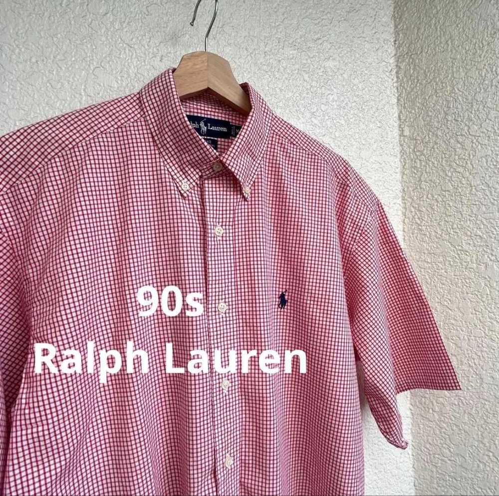 Ralph Lauren BLAKE Gingham Check Shirt M 90s Vintage Used For 14Y+ Japan