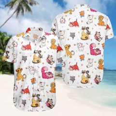 Aristocats Marie Cheshire Cat Oliver Simba Cartoon Animal Hawaiian Shirt