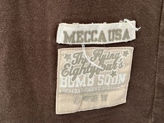 MECCA USA brown 2 sided t shirt sz XL THE FLYING EIGHTYFOUR’S sewn on graphics