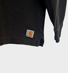 Carhartt Black Waffle Knit Thermal Shirt Mens Tall L Spell Out Logo Vintage K253
