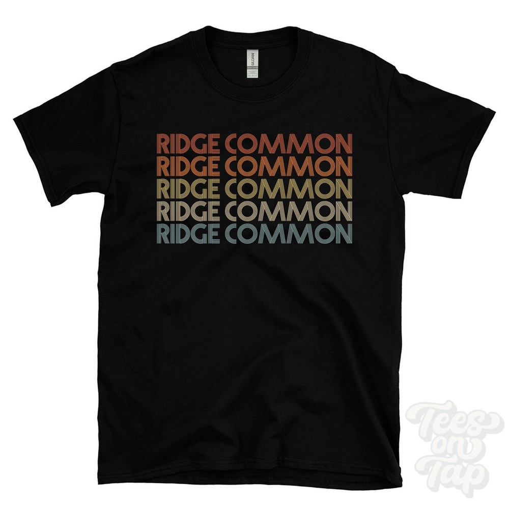 RIDGE COMMON REPEATED RETRO STYLE T-SHIRT mens & womens uk place name gift