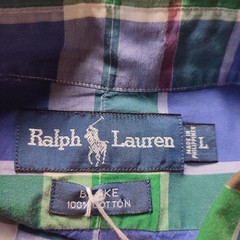 Ralph Lauren BLAKE Check Button Down Shirt Green/Blue Used For 14Y+ Japan