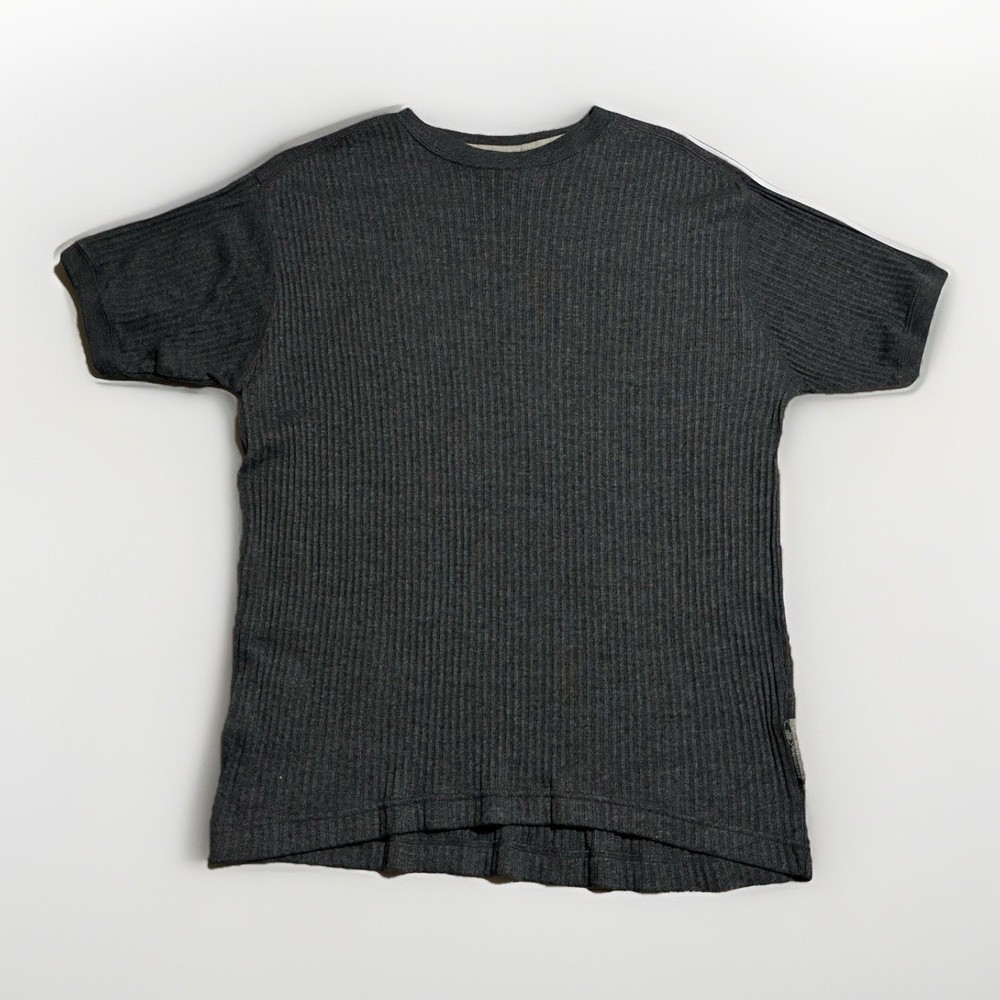 Ferruche Charcoal Ribbed Knit T Shirt Mens L Short Sleeve Cotton Blend