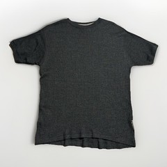 Ferruche Charcoal Ribbed Knit T Shirt Mens L Short Sleeve Cotton Blend