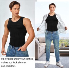 Men Compression Shirts Sleeveless Body Shaper Base Layer Slimming Tank Top Vest