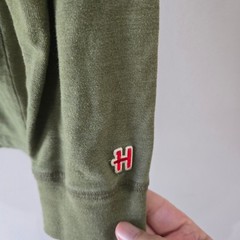 Homage Mens Long Sleeve Crewneck T-Shirt Olive Green Tri-Blend Made in USA Large