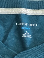 Lands’ End Henley Shirt Mens Large Green Super-T Tagless Cotton Tee Casual