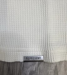 Represent Waffle T-Shirt Flat White Mens Size Small Oversized Boxy Fit NEW