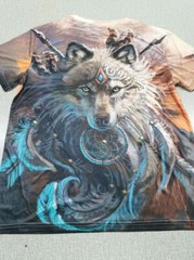 Camiseta Rey Lobo Impresión gráfica 3D Moda Novedad Marrón Manga corta hombres