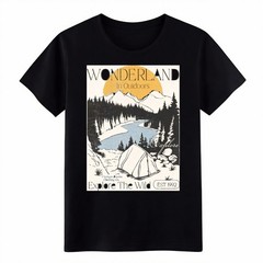 Wonderland In Outdoors Explore The Wild Vintage Camping Mountain Graphic T-Shirt