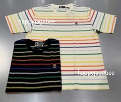 A BATHNIG APE Men’s APE GRADIENT RAINBOW STRIPE ONE POINT TEE 1M30109308