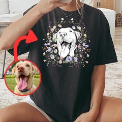 Personalized Pet Portrait Comfort Tee Custom Dog Cat Lover Gift Shirt