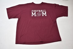 Football Mom T-Shirt 2XL MAROON BURGANDY SPARKLE SOFFE