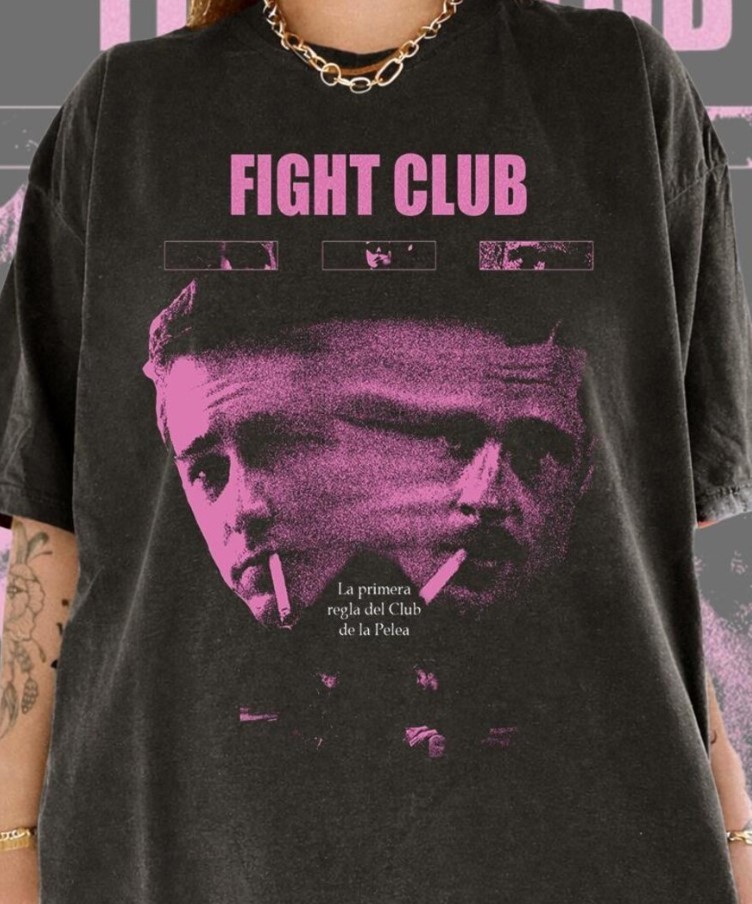 Fight Club classic movie retro style black short sleeve QT8450