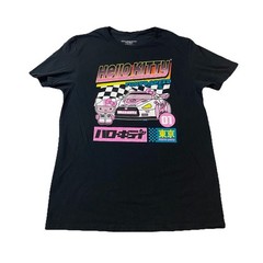 Hello Kitty Tokyo Speed Racing Graphic T-Shirt Black Pink Bioworld Sanrio Size M