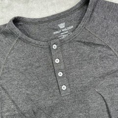 Mack Weldon Waffle Knit Henley Mens Medium Wool Blend Long Sleeve Thermal 2 Pack