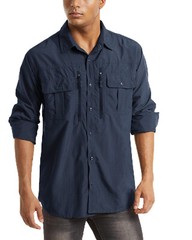 Men’s UPF 50+ Fishing Sun Shirts Long Sleeve Safari Hiking Work Travel T-Shirts