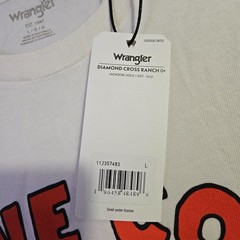 Wrangler Cowboys Shirt Men Large White Cowboy Horse Classic Western Casual NWT
